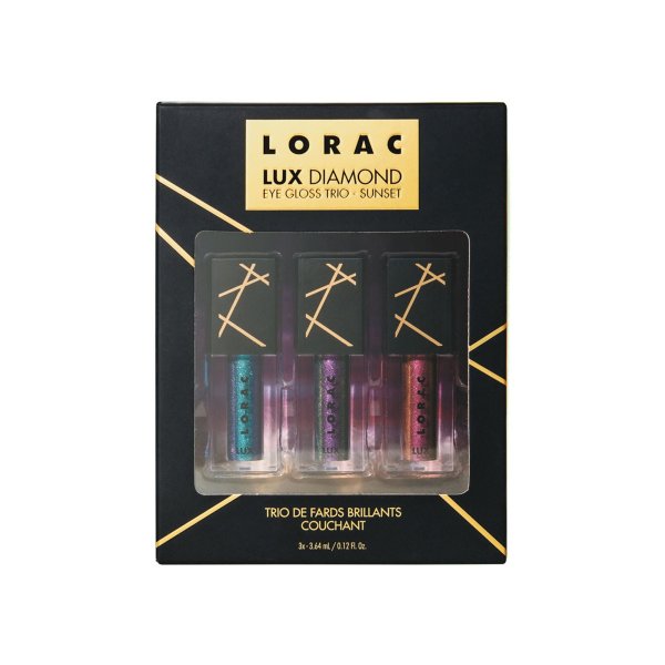 LORAC | LUX Diamond Eye Gloss Trio - Sunset - Product front facing in package on white background